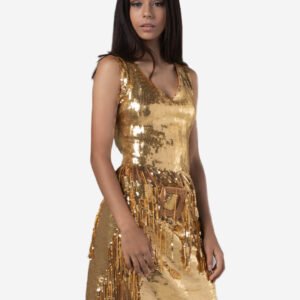 Vestido de fiesta de noche dorado